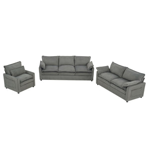 Modern Sofa Set With Double Layer Cushion And Side Storage Pockets