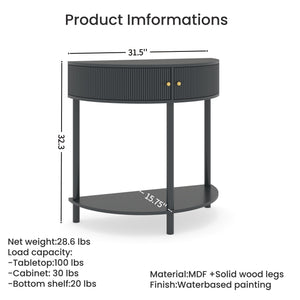Demi Lune - Console Table With 2 Storage Drawers