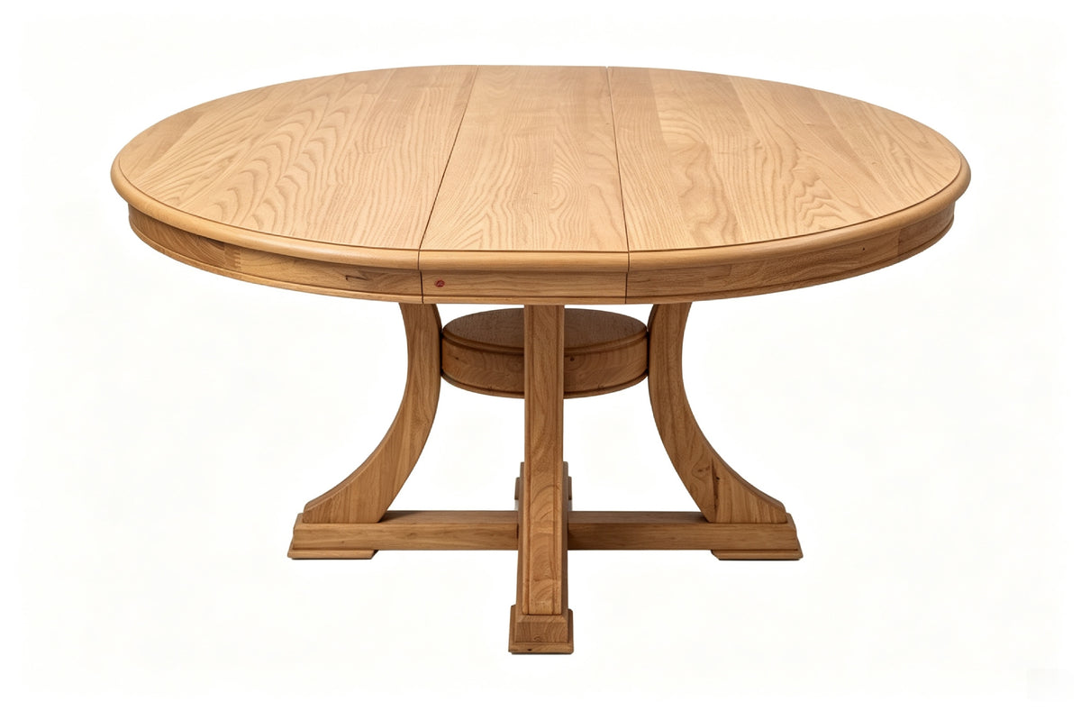 Extendable Round Rubber Wood Dining Table
