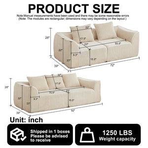 Minimalist 3+2 Seater Corduroy Sofa Set