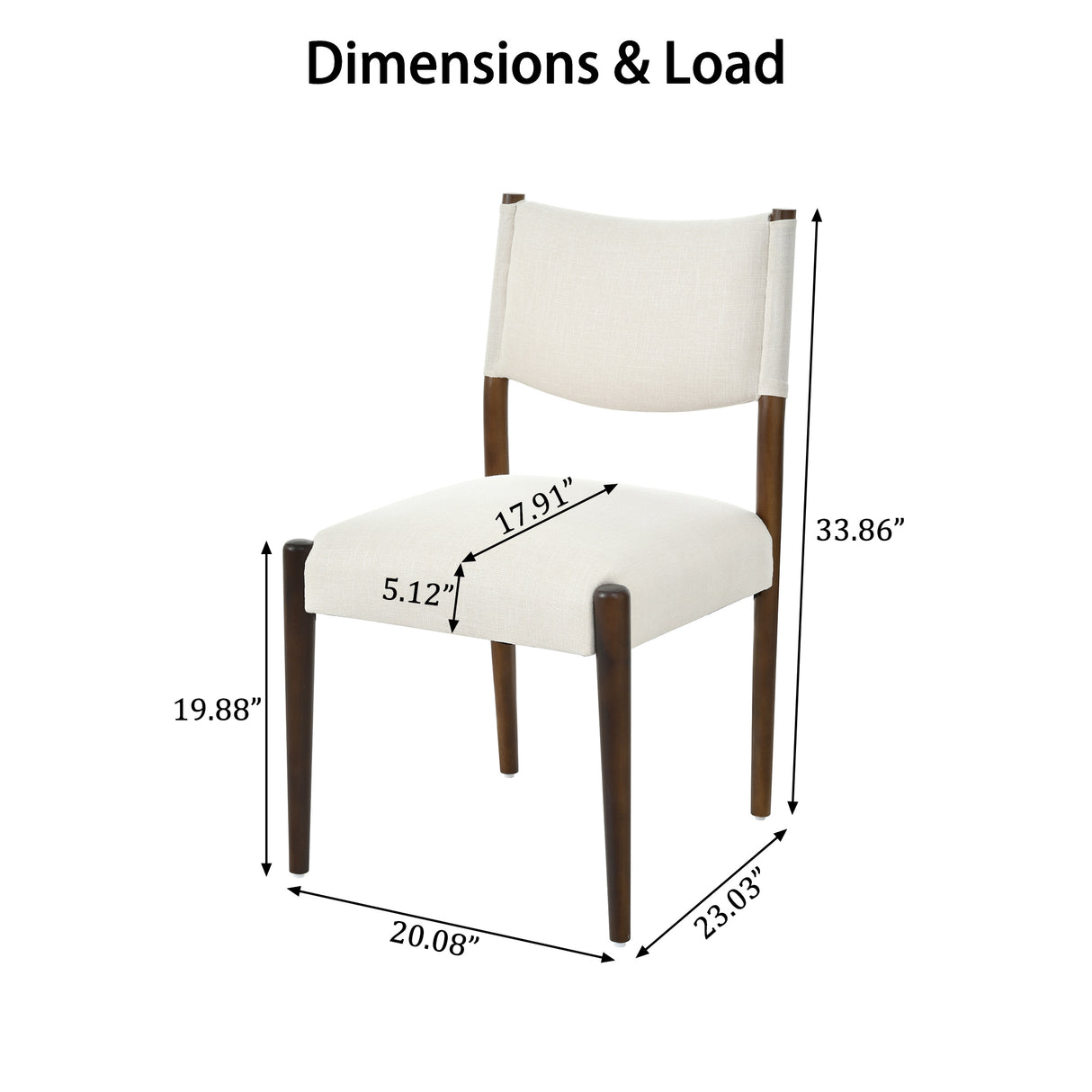 Modern Dining Chair with Thick Seat Cushion and Solid Wood Legs, Set of 2