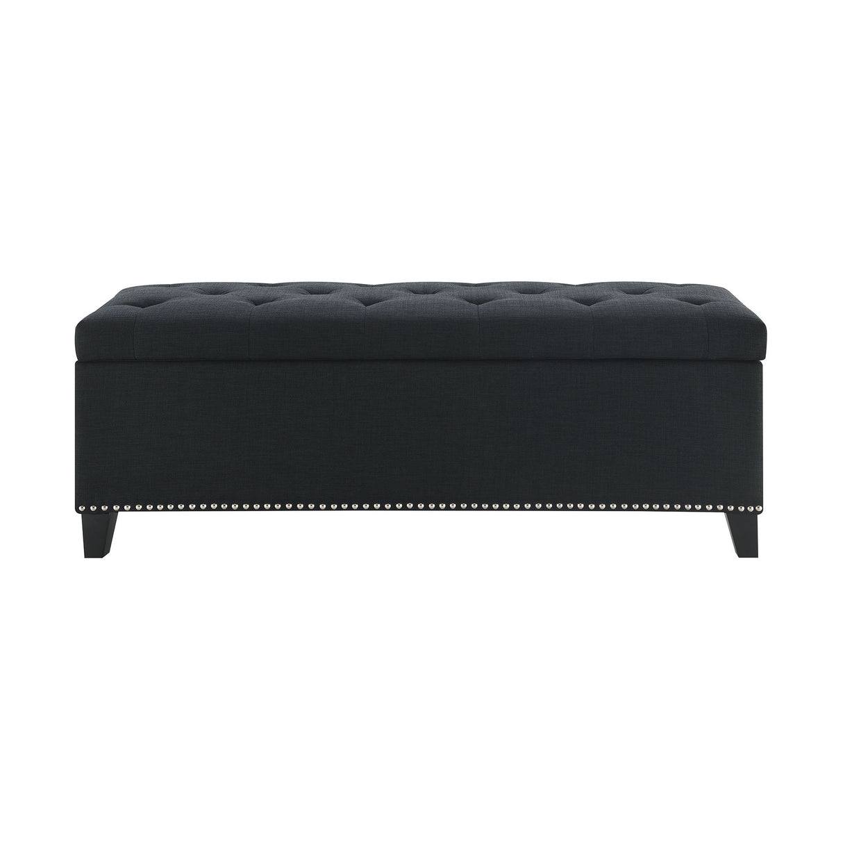 Button-Tufted Storage Ottoman With Safety Close Hinge