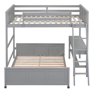 Full Over Full Bunk Bed With Desk