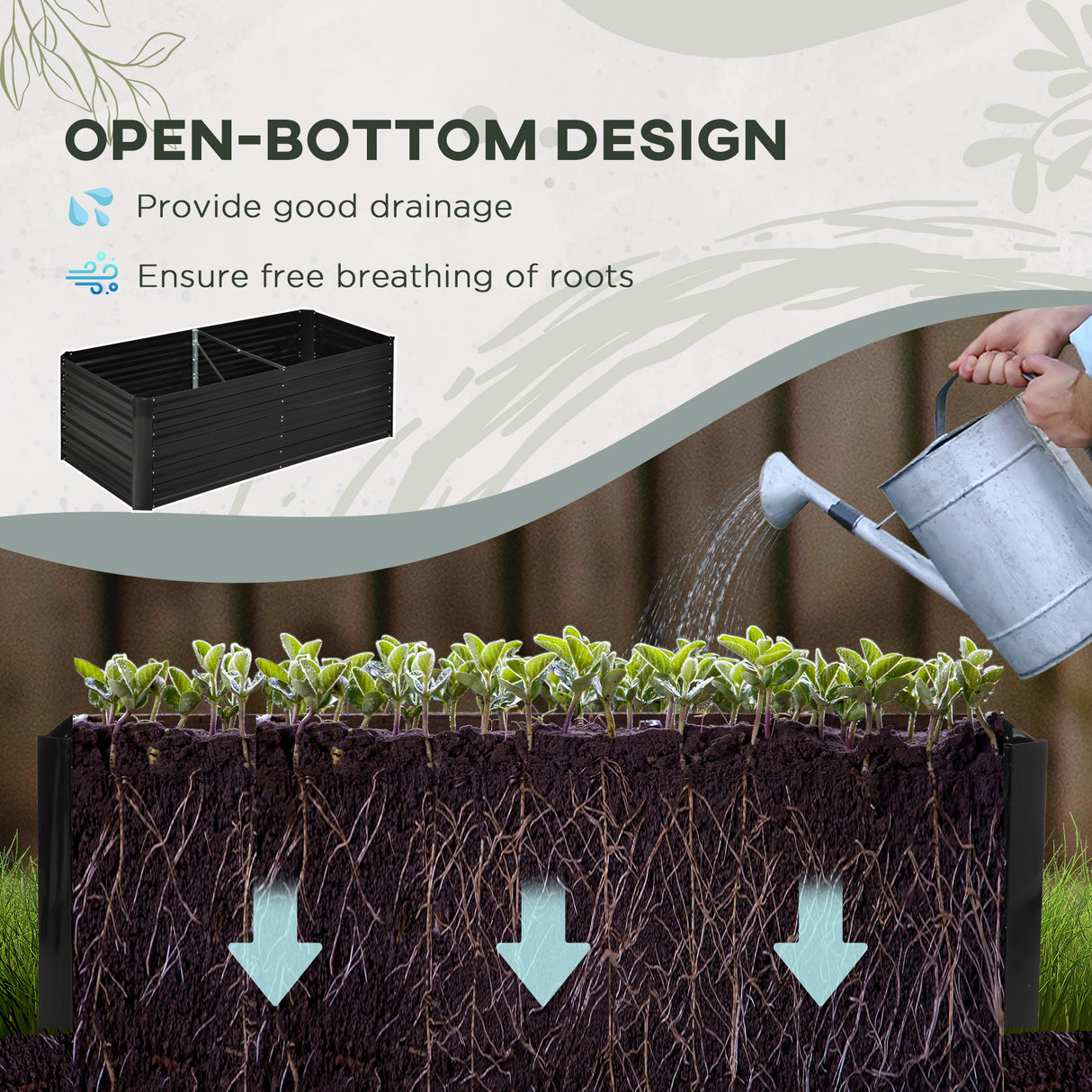Outsunny Galvanized Raised Garden Bed Kit with Reinforcing Bars
