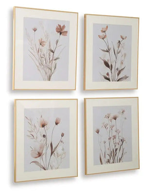 Chettings - Wall Art Set (Set of 4) - Beige / Gray / Blush - Best Buy Furniture