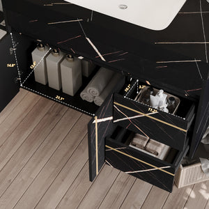 35.2 in Floating Bathroom Vanity with Sink and Faux Marble Top