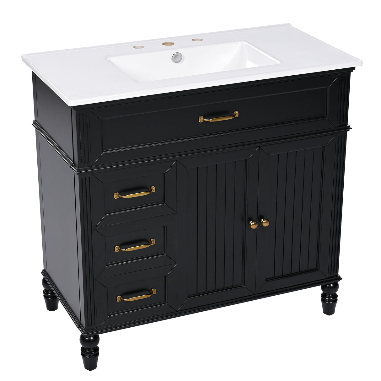 Bathroom Vanity With Sink, Freestanding Cabinet & Drawers