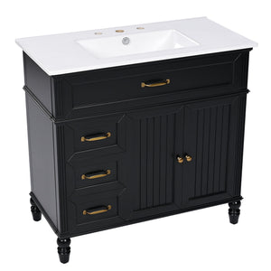 Bathroom Vanity With Sink, Freestanding Cabinet & Drawers