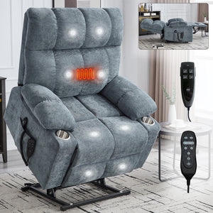 Grey Chenille Power Lift Recliner Chair