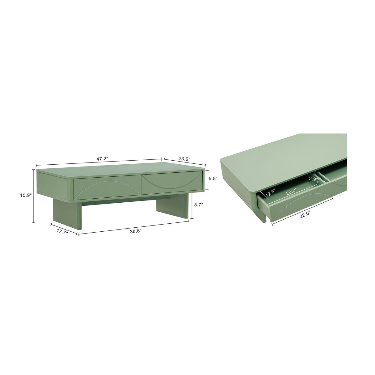 Ella - Coffee Table With 2 Full Extension Drawers