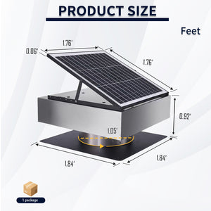 12" Stainless Steel Solar Roof Vent Fan, 40W Tilt Adjustable Solar Panel