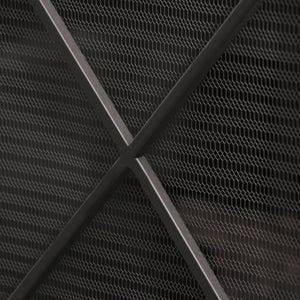 Minimalist Single Panel Iron Fireplace Screen With Diamond Design