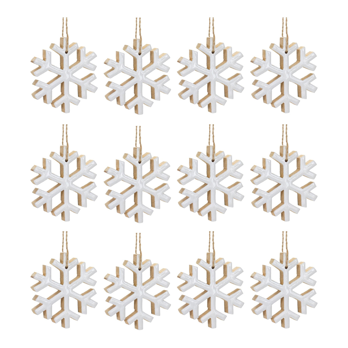 Wood Snowflake Ornament (Set of 12)