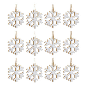 Wood Snowflake Ornament (Set of 12)