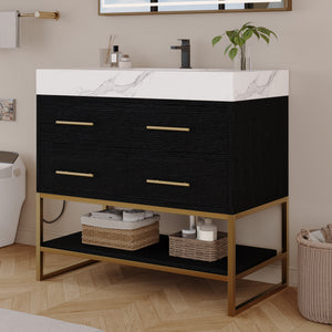 36" Artificial Stone Bathroom Vanity with Ceramic Sink