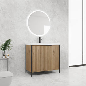 Modern Freestanding Bathroom Vanity With Resin Sink & Soft Close Cabinet Doors
