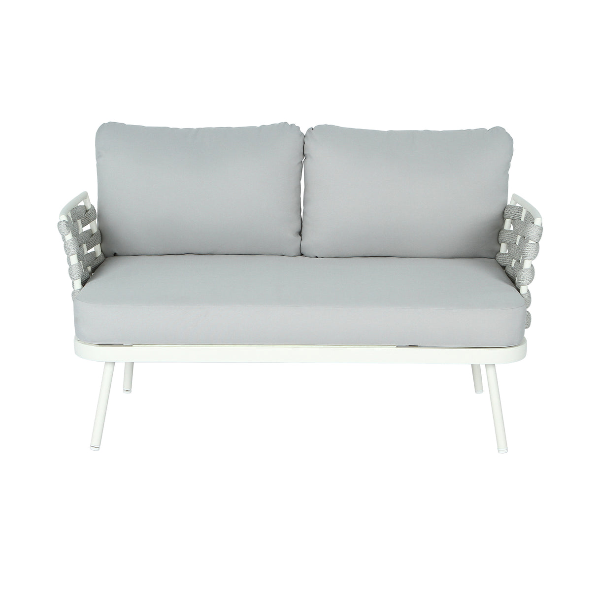 Mariano Steel 4-Pieces Conversation Set, Off White & Grey