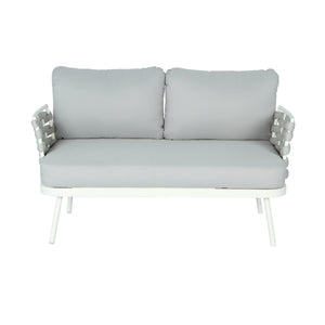 Mariano Steel 4-Pieces Conversation Set, Off White & Grey