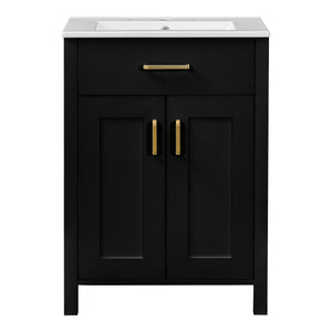 Modern Bathroom Vanity With Ceramic Sink, Soft-Close Doors, Flip Drawer, U-Shaped Shelves, Elegant Storage Solution