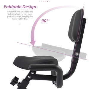 Exercise Bike Folding Stationary Bikes For Home With 16 Level Magnetic Resistance
