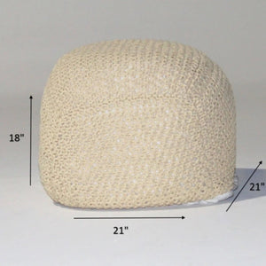 Semi Rounded Pouf Cable Knitted Perfect Seating