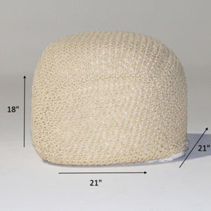 Semi Rounded Pouf, Cable Knitted, Perfect Seating
