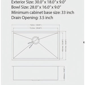 Undermount Kitchen Sink 16 Gauge Single Bowl Stainless Steel