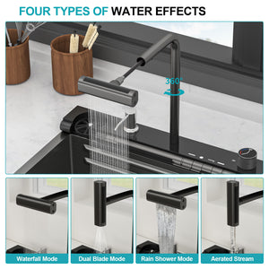 30" Single Bowl Kitchen Sink With Smart LED Faucet