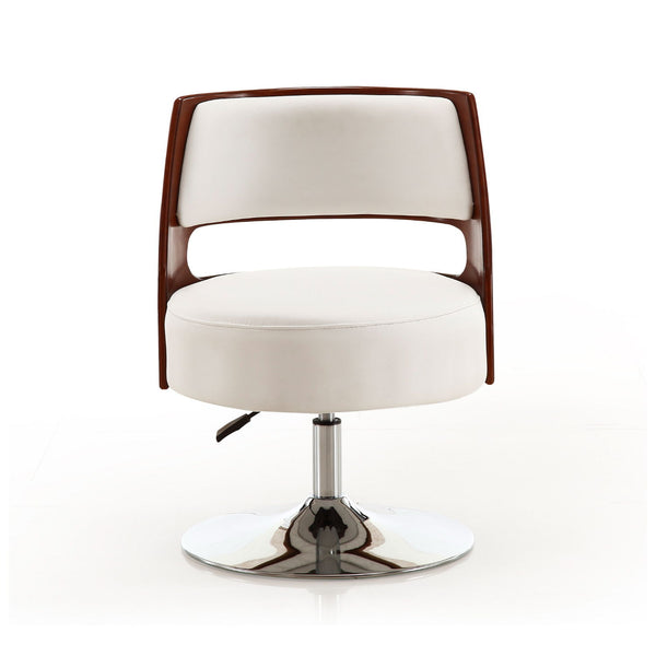 Salon - Swivel Lounge Chair 2 Tone Design With Adjustable Height And Full Swivel For Living Room - White