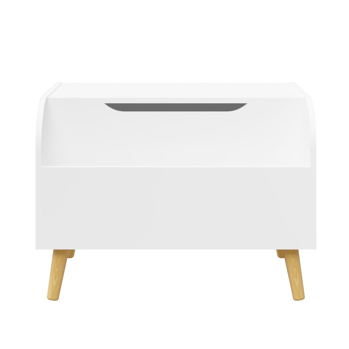 Toy Box With Front Bookshelf, Flip Top Lid, Safety Hinge For Kids Room Organization - White