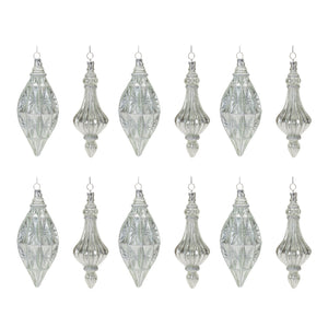 Glittered Glass Drop Ornament (Set of 12)