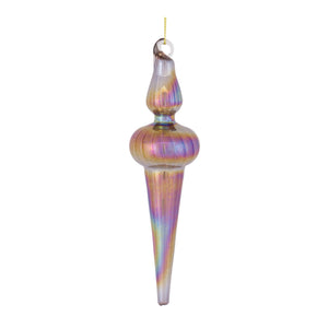 Irredescent Glass Finial Drop Ornament (Set of 12)