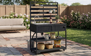 TOPMAX 41.7'' Large Patio Rolling Kitchen Island with Sink