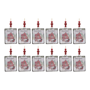 Glass Winter Wishes Barn Ornament (Set of 12)