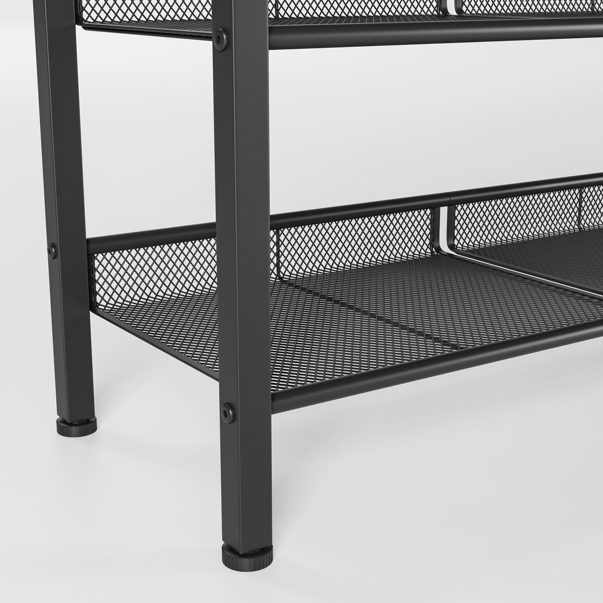 Industrial Shoe Rack with 4 Mesh Shelves