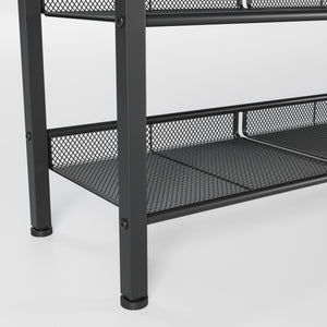 Industrial Shoe Rack with 4 Mesh Shelves