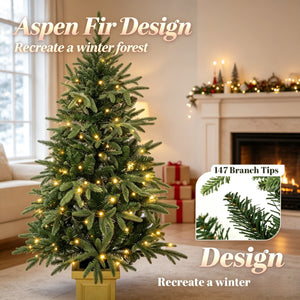 Set of 2, 4 ft Pre-Lit Aspen Fir Artificial Christmas Trees