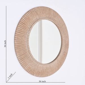 Handcarved Decorative Hanging Wall Mirror - Antique Brown / White