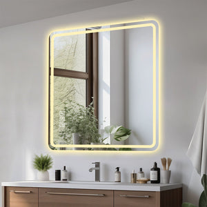 LED Bathroom Mirror with Anti-Fog, Rust Resistance, and Tri-Color Lighting