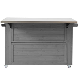 Outdoor Kitchen Island With Stainless Steel Top, Ample Storage Space, Towel And Spice Racks And A Bottle Opener