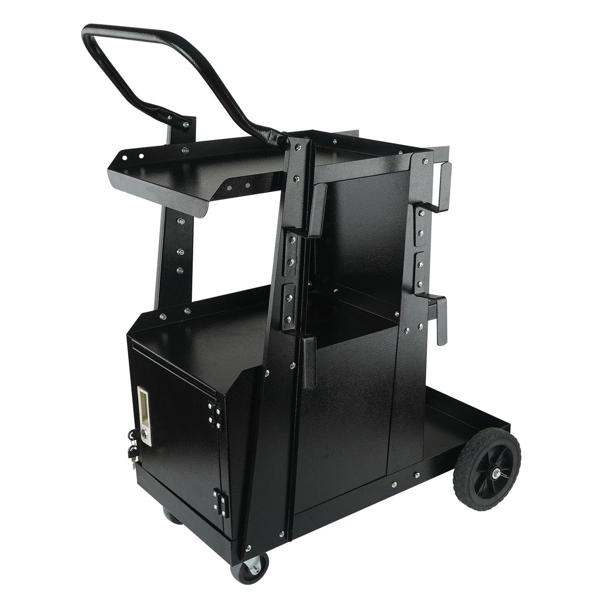 Welding Cart, 2-Tier Heavy Duty Welder Cart with Lockable Cabinet
