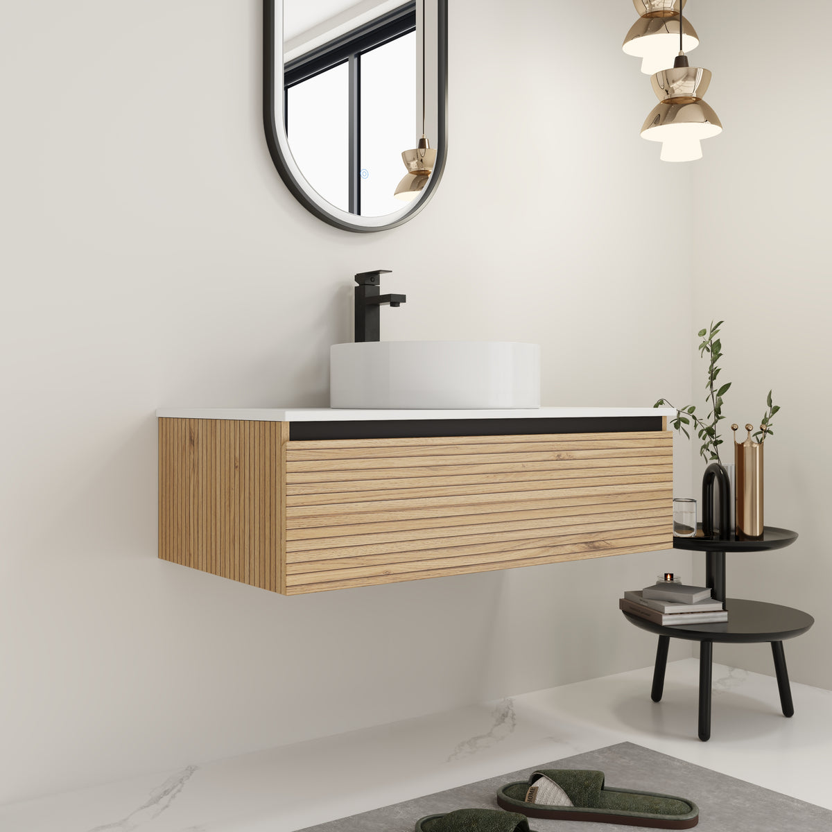 36'' Wall Mounted Bathroom Vanity with Resin Sink
