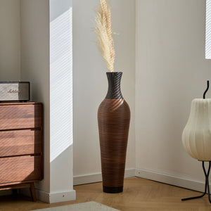 Tall Standing Designer Floor Vases With Elegant 2 Tone Finishes Ideal For Decorating Living Rooms, Bedrooms, Entryways Perfect For Decorating Your Home - Black / Gray