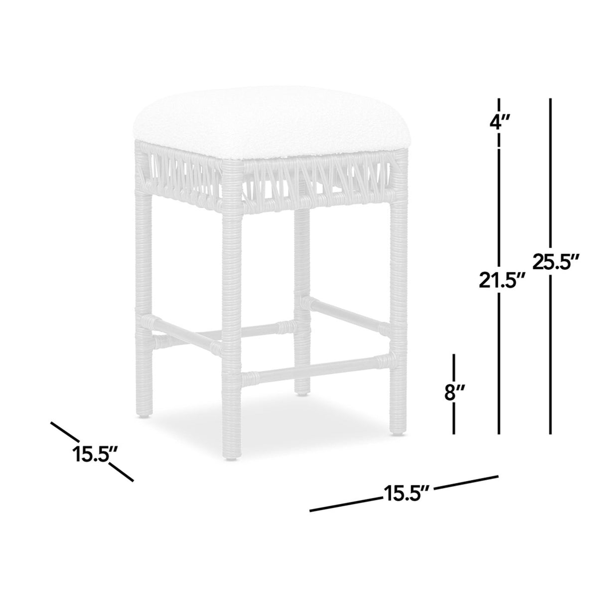 Lucia - Backless Upholstered Counter Stool With Frame - Ivory White