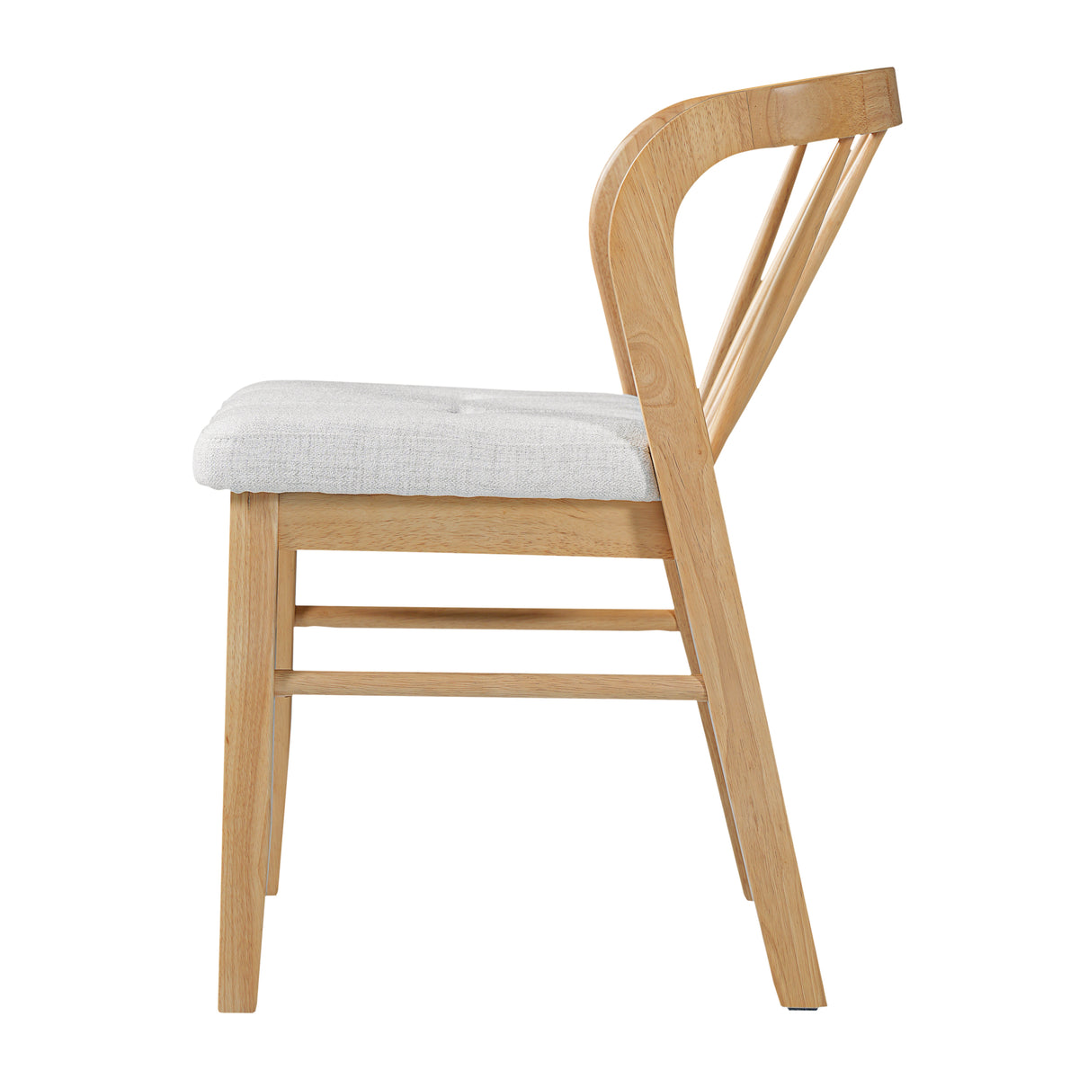 Mid-Century Modern Rubber Wood Dining Chair With Upholstered Seat (Set of 2)