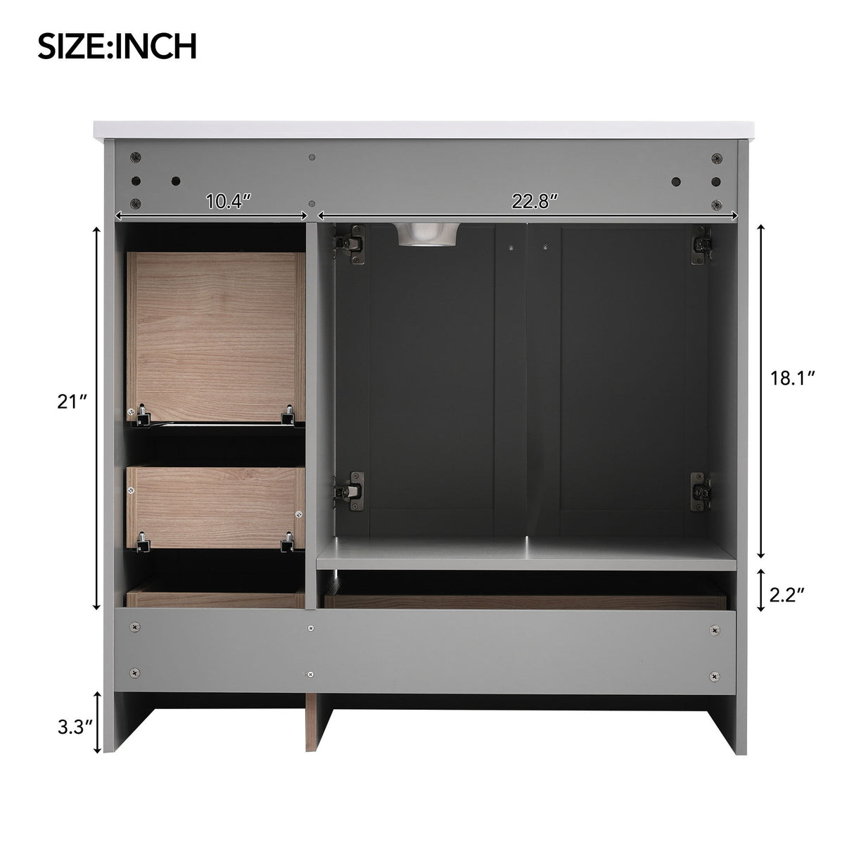 Shaker Free Standing Bathroom Vanity Cabinet With Sink, Soft Close Drawers, Soft Close Doors
