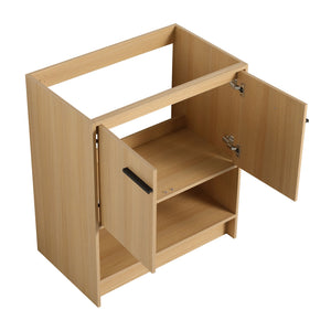 Modern Bathroom Vanity With Ceramic Sink, Freestanding Cabinet, Soft Closing Doors
