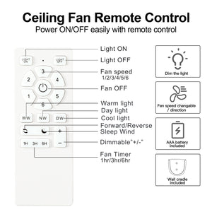 52" Yuhao Farmhouse Rustic LED Ceiling Fan with Remote Control