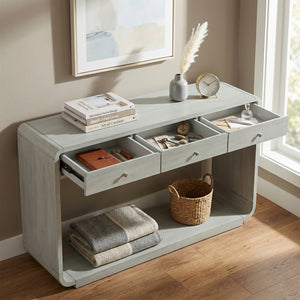 Antique-Style Console Table with 3 Storage Drawers