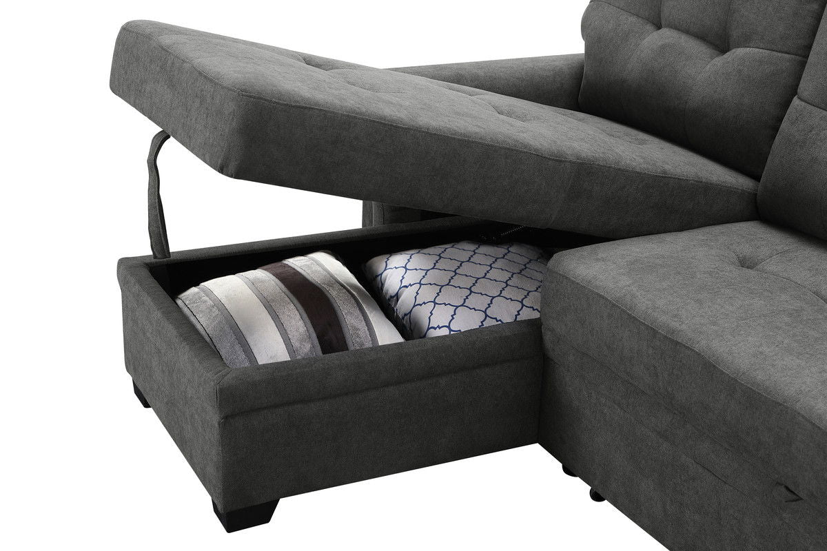 Ashlyn - Reversible Sleeper Sectional Sofa With Storage Chaise, USB Charging Ports And Pocket